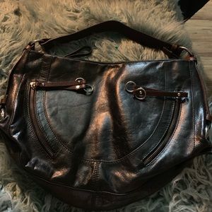 Wonderful, shiny blk leather👜👛❤️shoulder